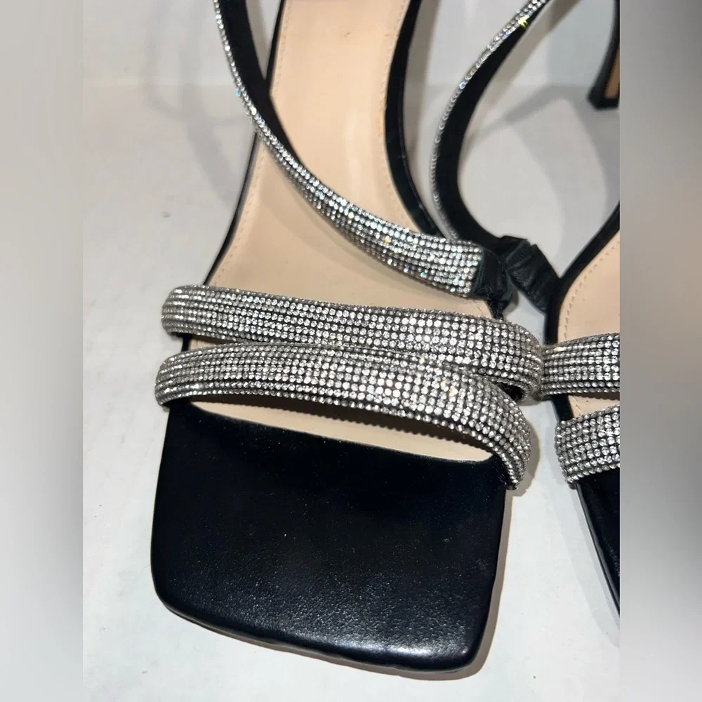 Vince Camuto Arklin Black and Silver Strappy Heels - Picture 6 of 16